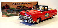 TIN FRICTION 1956 FORD PICKUP TRUCK RED, BANDAI JAPAN Great Condition with a Reproduction Box!!